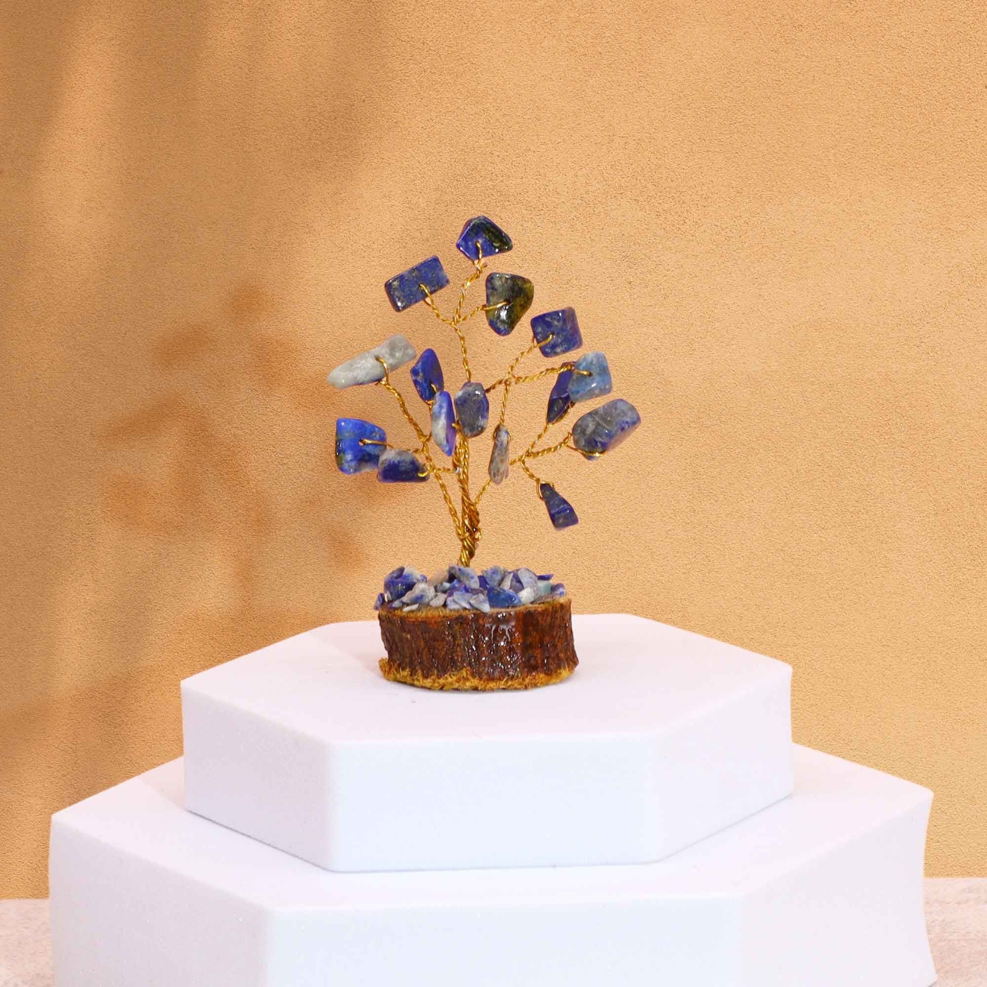 Mini Gemstone Tree On Wood Base - Sodalite (15 stones)
