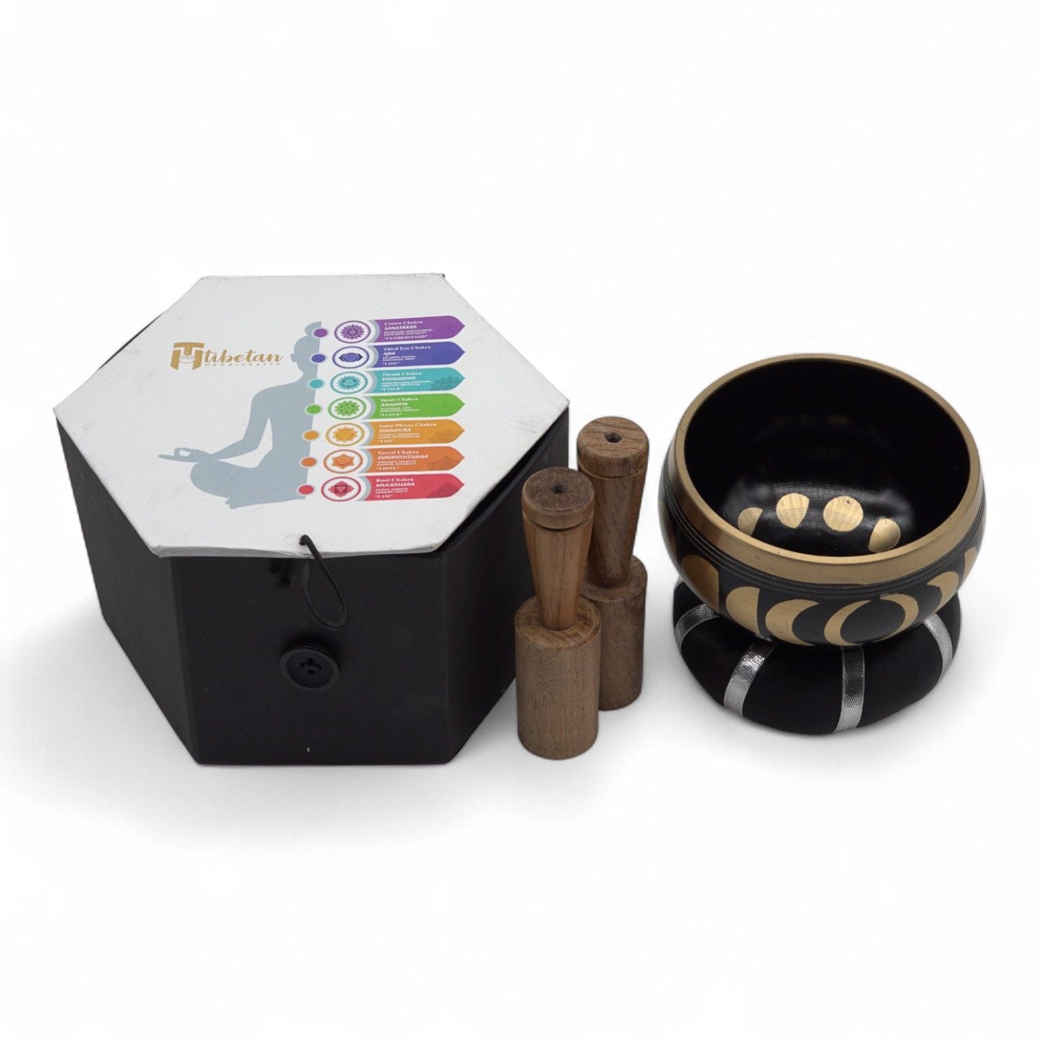Moon Phase Singing Bowl Set- Black 10.7cm