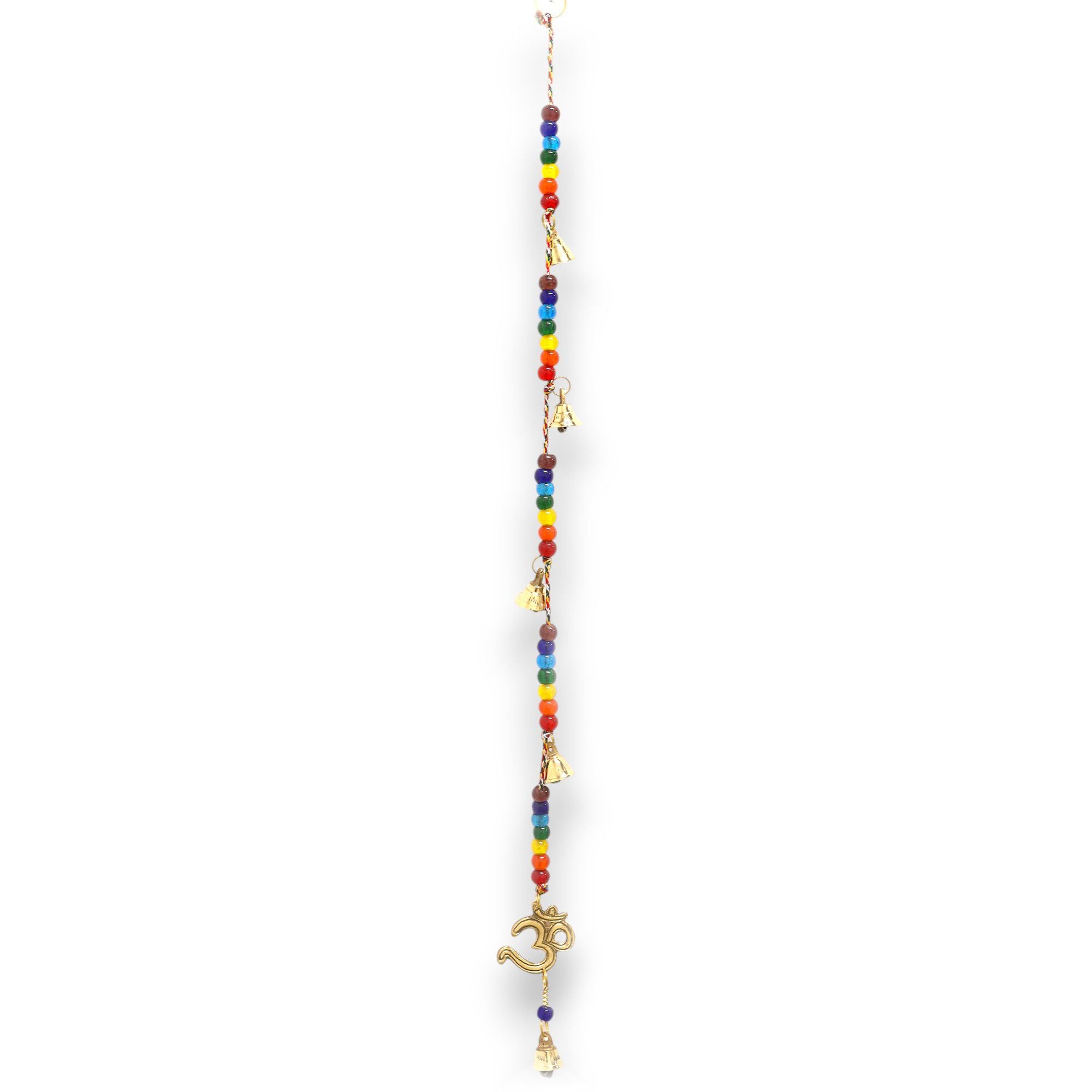 Indian Chimes - Brass OM with Chakra Beads String Bells 53cm